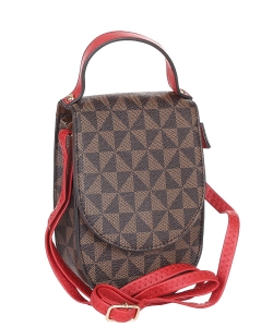 Fashion Monogram Top Flap Crossbody Bag Cell Phone Purse LMN014 RED